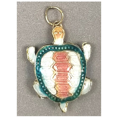 ENAMEL TURTLE 25X33MM WHITE